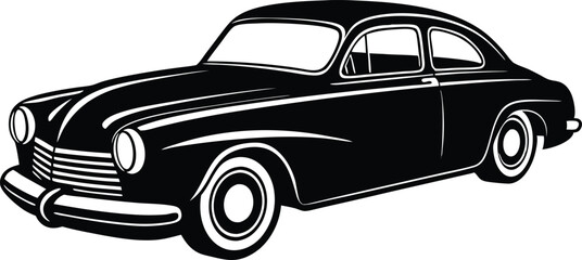 Silhouette american hotrod car vector, Vintage car vector graphic

