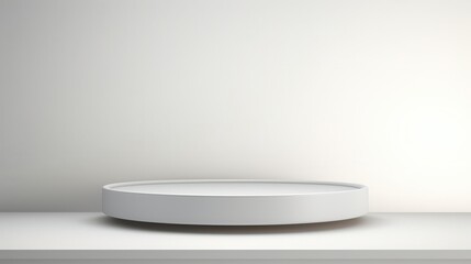 Minimalistic circular podium, pure white background, perfect for product showcase