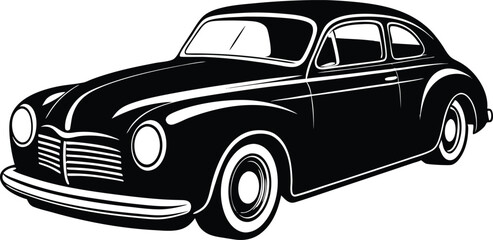Silhouette american hotrod car vector, Vintage car vector graphic

