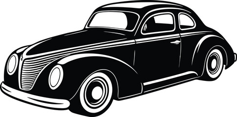 Silhouette american hotrod car vector, Vintage car vector graphic

