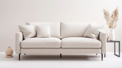 Fototapeta premium Sofa with versatile layout, visible minimalist appliances, versatile modern decor, the concept of flexibility and simplicity