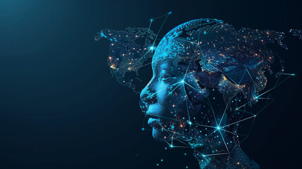 Global Unity: Human Face Integrated with World Map"
"Connecting Humanity: Earthly Features Fused with Human Face