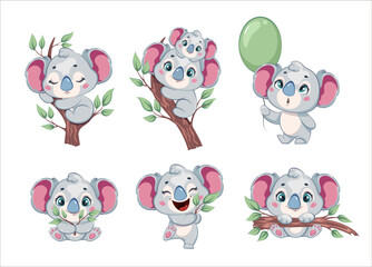 Cute koala. Funny cartoon character