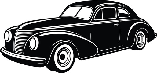 Silhouette american hotrod car vector, Vintage car vector graphic

