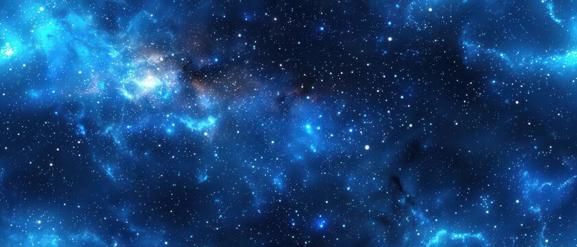 A cosmic starry night pattern with twinkling stars and deep blues on a white background, capturing the beauty of the night sky in a dreamy stock photo with plenty of copy space