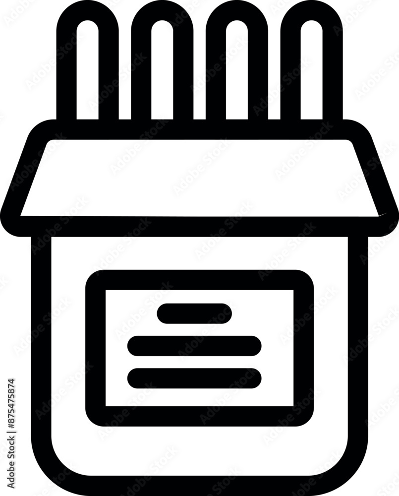 Poster simple black and white line icon of a fuse box containing four fuses