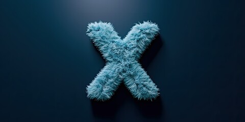 Fur letter X, 3D alphabet. Hair fluffy english font for kids education. Creative typographic element . AI generated