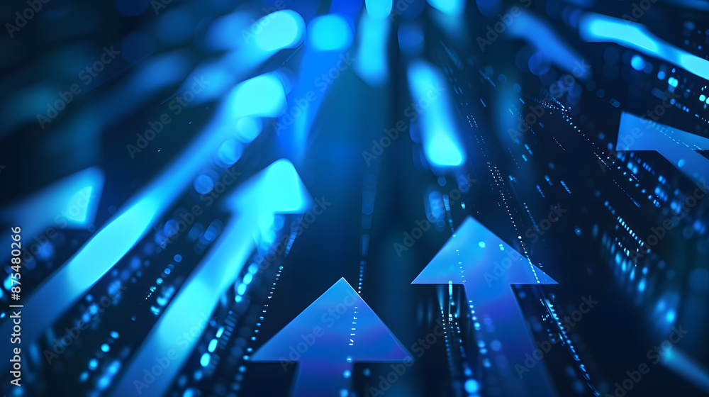 Aufkleber blue arrows abstract composition with illuminated background for business and travel concepts