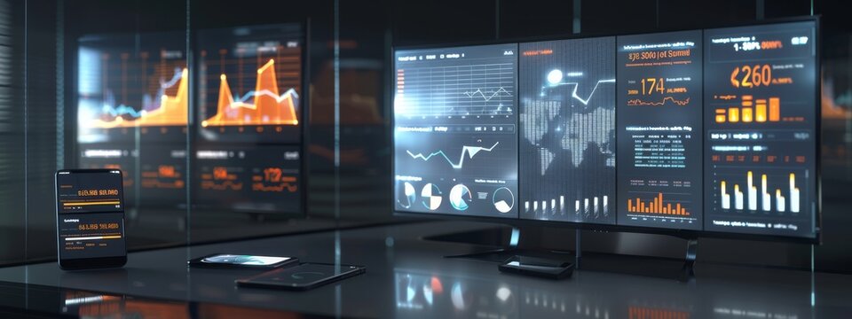 Advanced digital dashboard displaying real-time data analytics and metrics