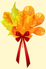 Autumn bouquet design. Vector illustration of a bouquet of leaves