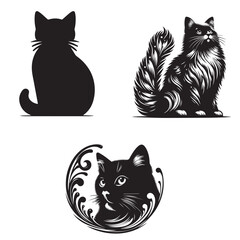cat set silhouette ,cat set silhouette images ,cat set silhouette tattoo ,cat silhouette png

