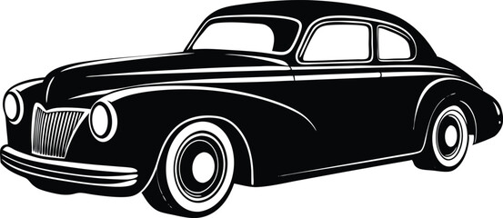 hotrod classic car vector graphic. american vintage hot rods car silhouette vector