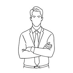 a man line art , white background,
