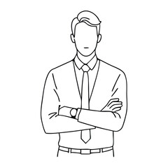 a man line art , white background,