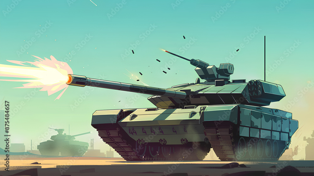 Wall mural a battle tank that is firing