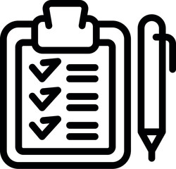 Clipboard with a checklist and a pen are laying on a table, ready to be used