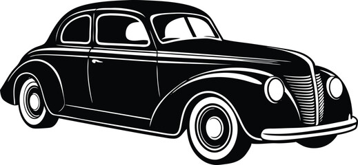 Silhouette american hotrod car vector, Vintage classic car vector graphic

