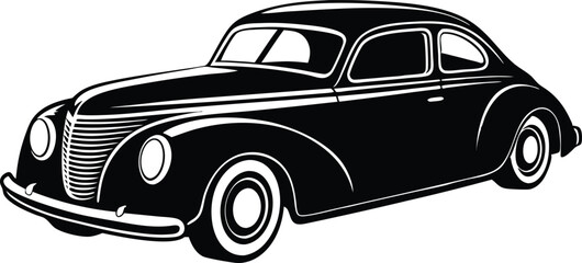 Silhouette american hotrod car vector, Vintage classic car vector graphic

