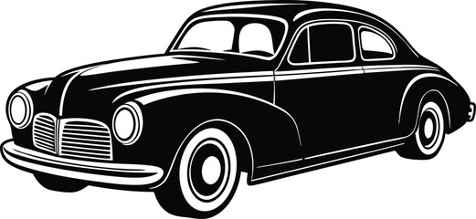 Silhouette american hotrod car vector, Vintage classic car vector graphic

