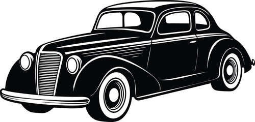 Silhouette american hotrod car vector, Vintage classic car vector graphic

