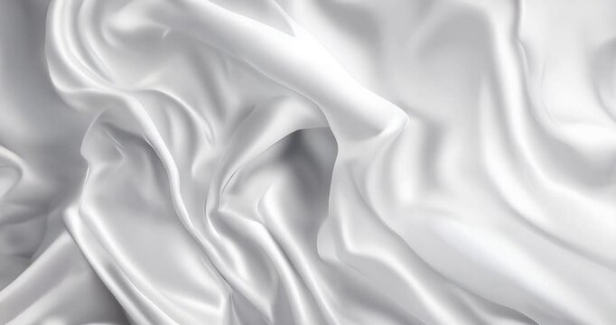 Smooth flowing white satin fabric background for slow motion effect