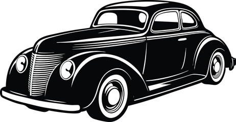 Silhouette american hotrod car vector, Vintage classic car vector graphic

