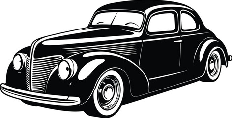 Silhouette vintage car vector, old car vector graphic.	