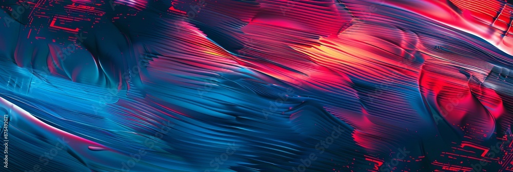 Poster vibrant blue and red abstract digital noise seamless pattern background
