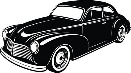 Silhouette vintage car vector, old car vector graphic.	