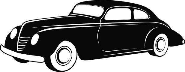 Silhouette vintage car vector, old car vector graphic.	