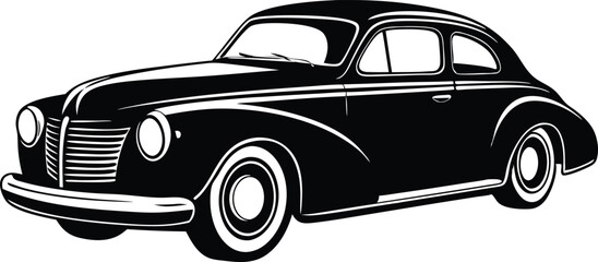 Silhouette vintage car vector, old car vector graphic.	