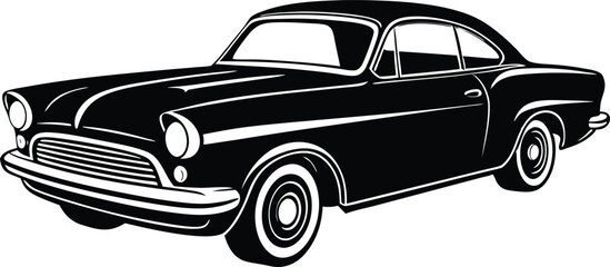 Silhouette vintage car vector, old car vector graphic.	