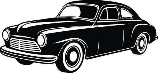 Silhouette vintage car vector, old car vector graphic.	