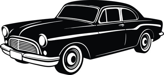 Silhouette vintage car vector, old car vector graphic.	