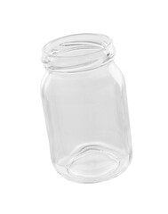 One empty glass jar isolated on white
