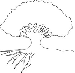 One-line art one continues line art. an illustration of trees isolated on white.