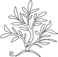 One-line art one continues line art. an illustration of trees isolated on white.