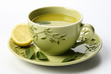 Fototapeta premium Green Tea with Lemon and Mint Leaves