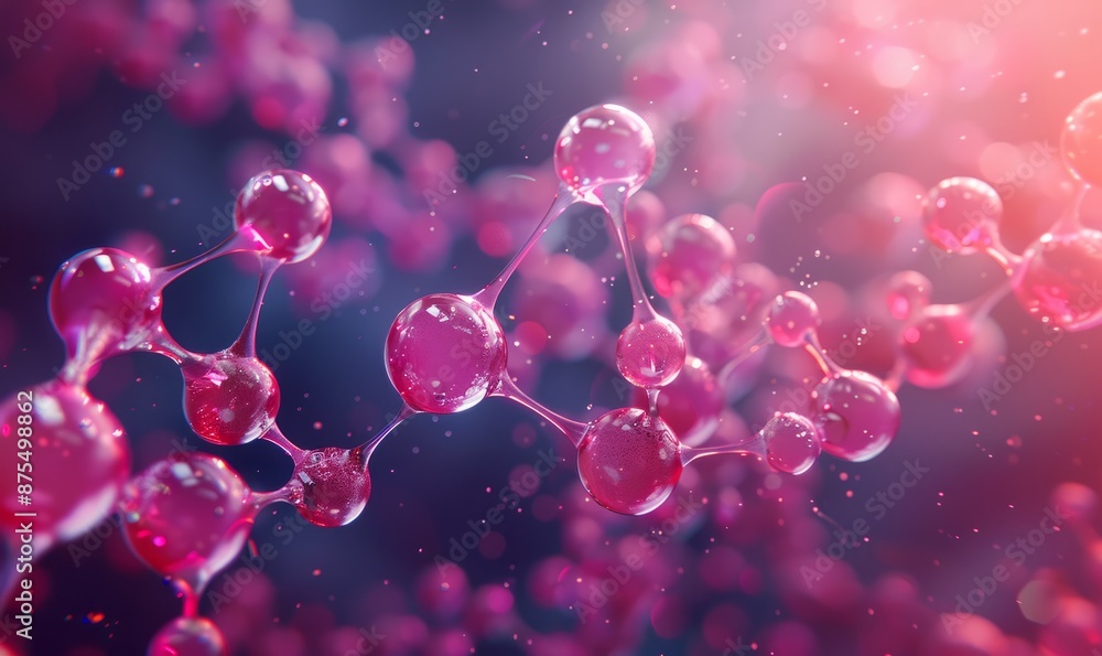 Poster threads of molecules. the image is abstract and has a futuristic character.