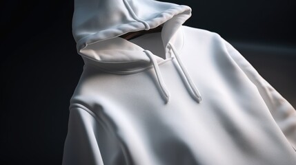 Minimalist White Fabric Hoodie with Drawstrings in Focus