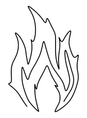  One line art continues line art an illustration of fire isolated on white.