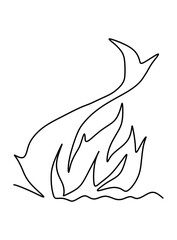  One line art continues line art an illustration of fire isolated on white.