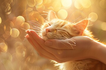 Reiki Healing Cat In Golden Sunlight