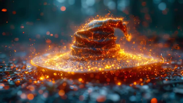 Magic hat with magic light and bokeh background