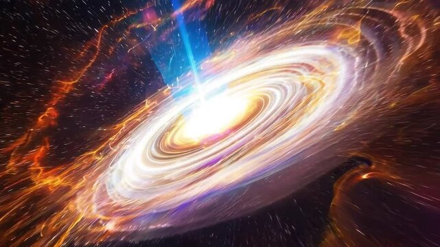 Dramatic Big Bang Explosion with Swirling Cosmic Energy and Light Beam
