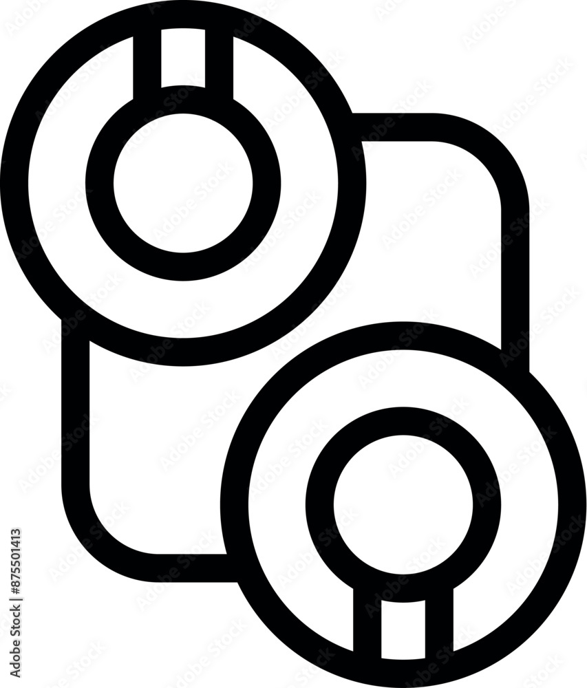 Poster simple black and white abstract icon with two circles overlapping a square