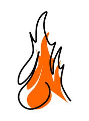  Illustration of a fire with a black outline and orange splash.