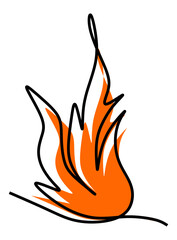  Illustration of a fire with a black outline and orange splash.