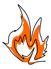  Illustration of a fire with a black outline and orange splash.