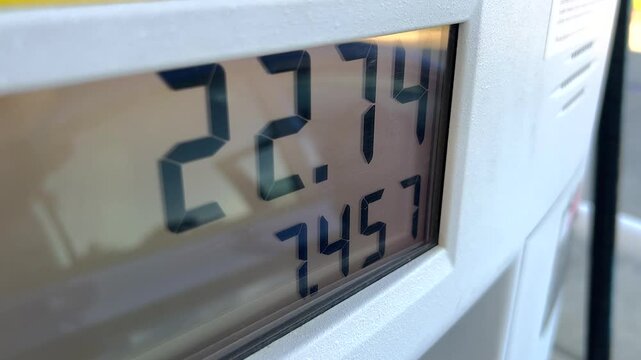 Price on pump as digits increase until tank is full

